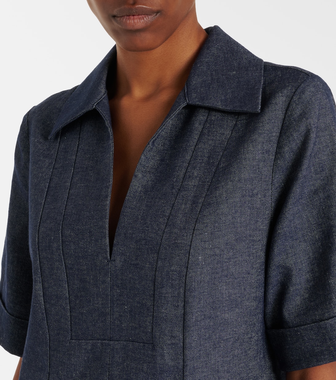 Cotton and linen chambray minidress | Vince