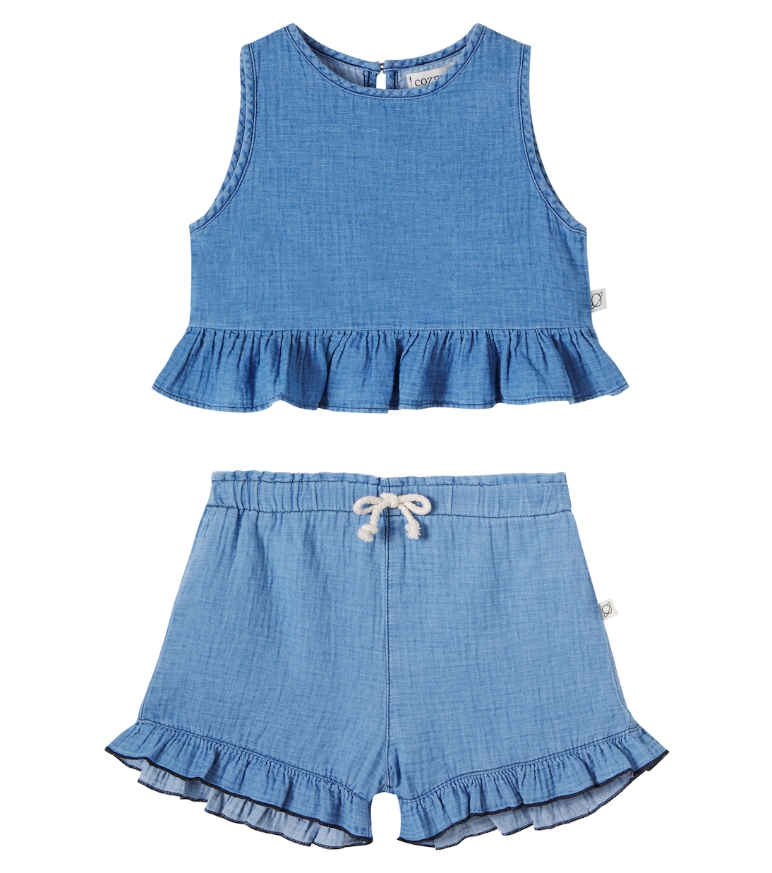 Set Blair aus Top und Shorts aus Baumwoll-Chambray | Cozmo