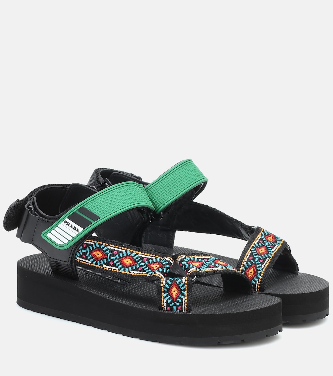 Nomad embroidered sandals | Prada