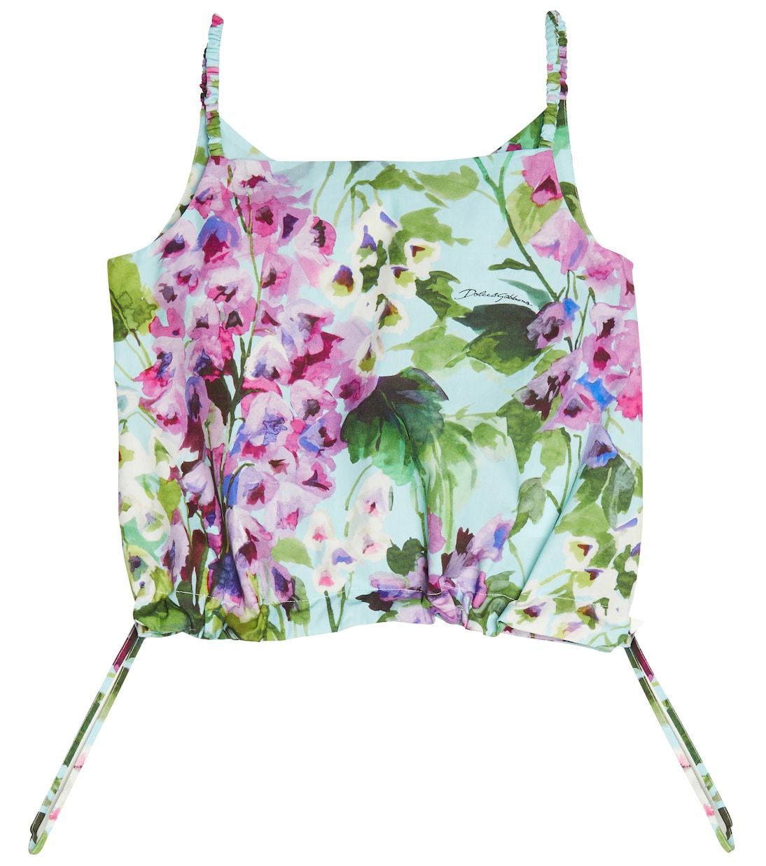 Top raccourci en coton à fleurs | Dolce&Gabbana Kids