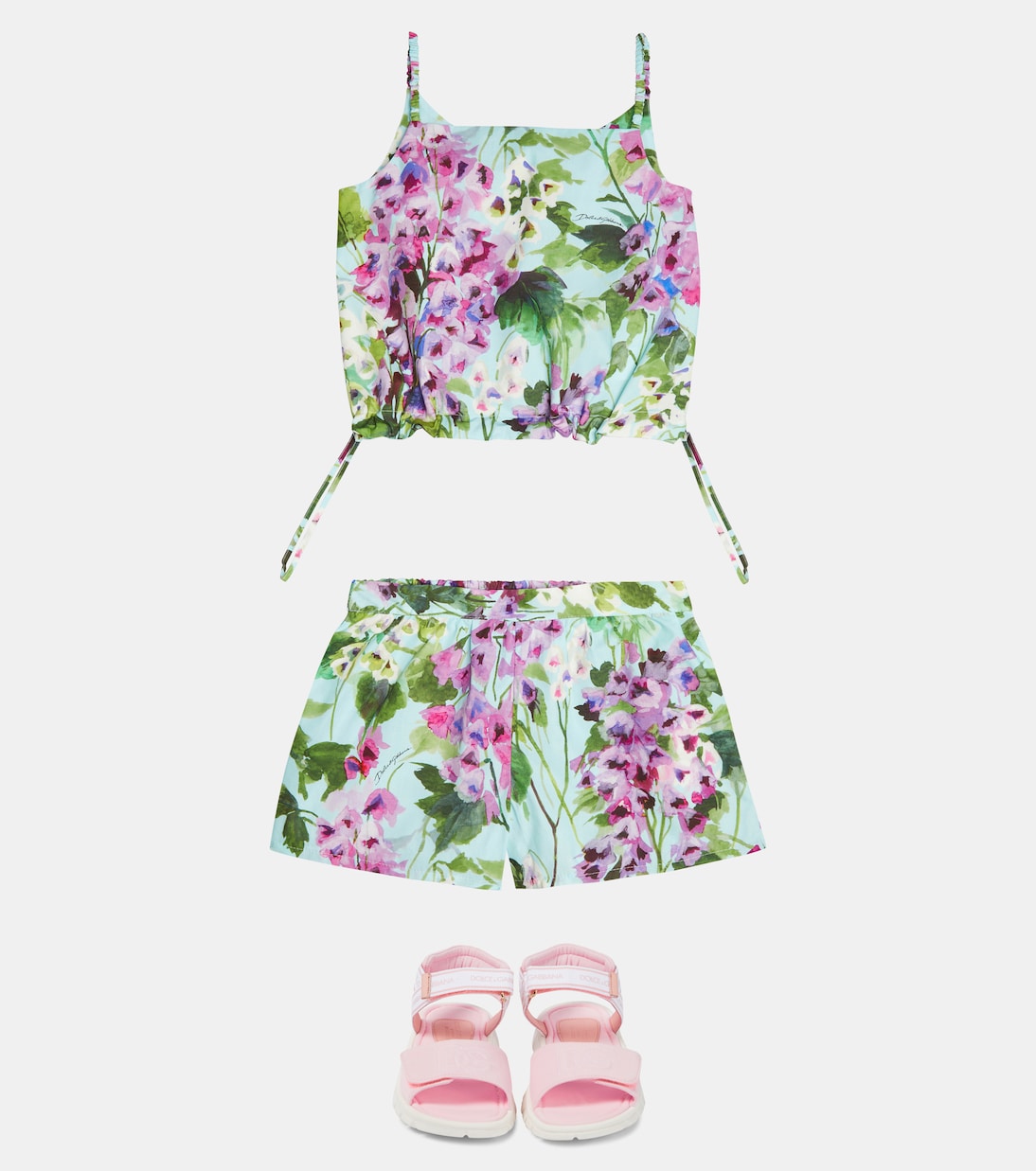 Top raccourci en coton à fleurs | Dolce&Gabbana Kids