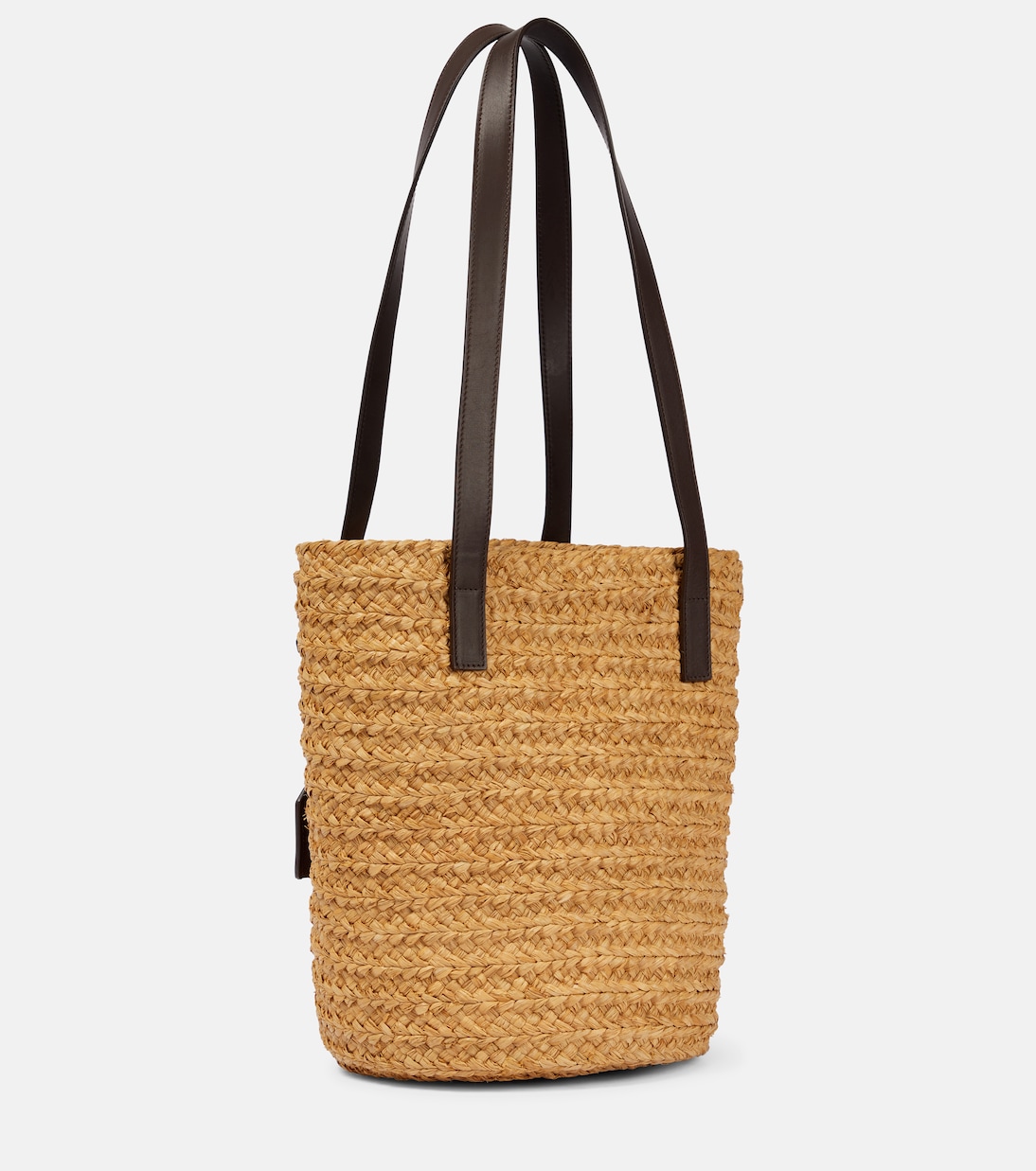 Secchiello Panier Small in rafia e pelle | Saint Laurent