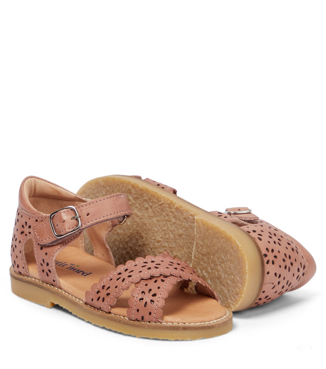 Scalloped leather sandals | Petit Nord