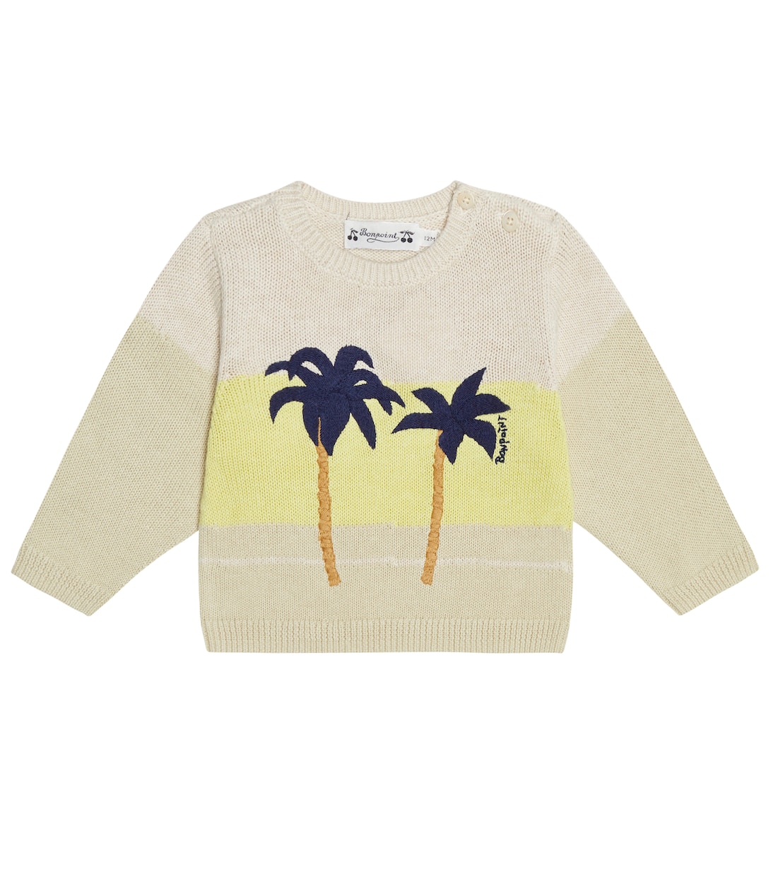 Baby Almire intarsia-knit cotton and linen-blend sweater | Bonpoint