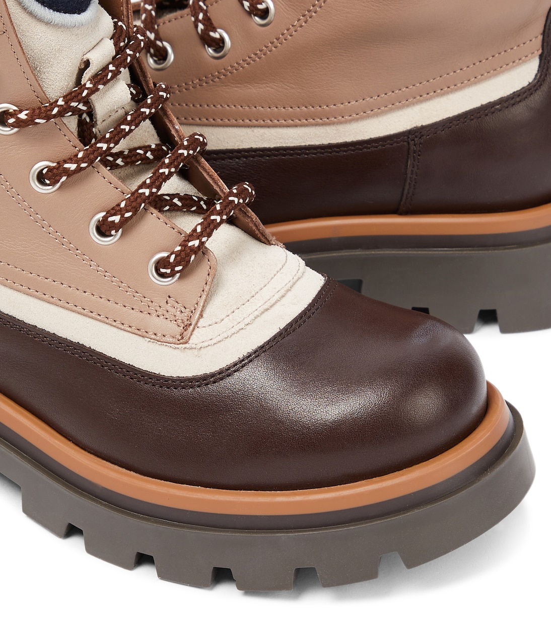 Suede-panel leather hiking boots | Brunello Cucinelli Kids