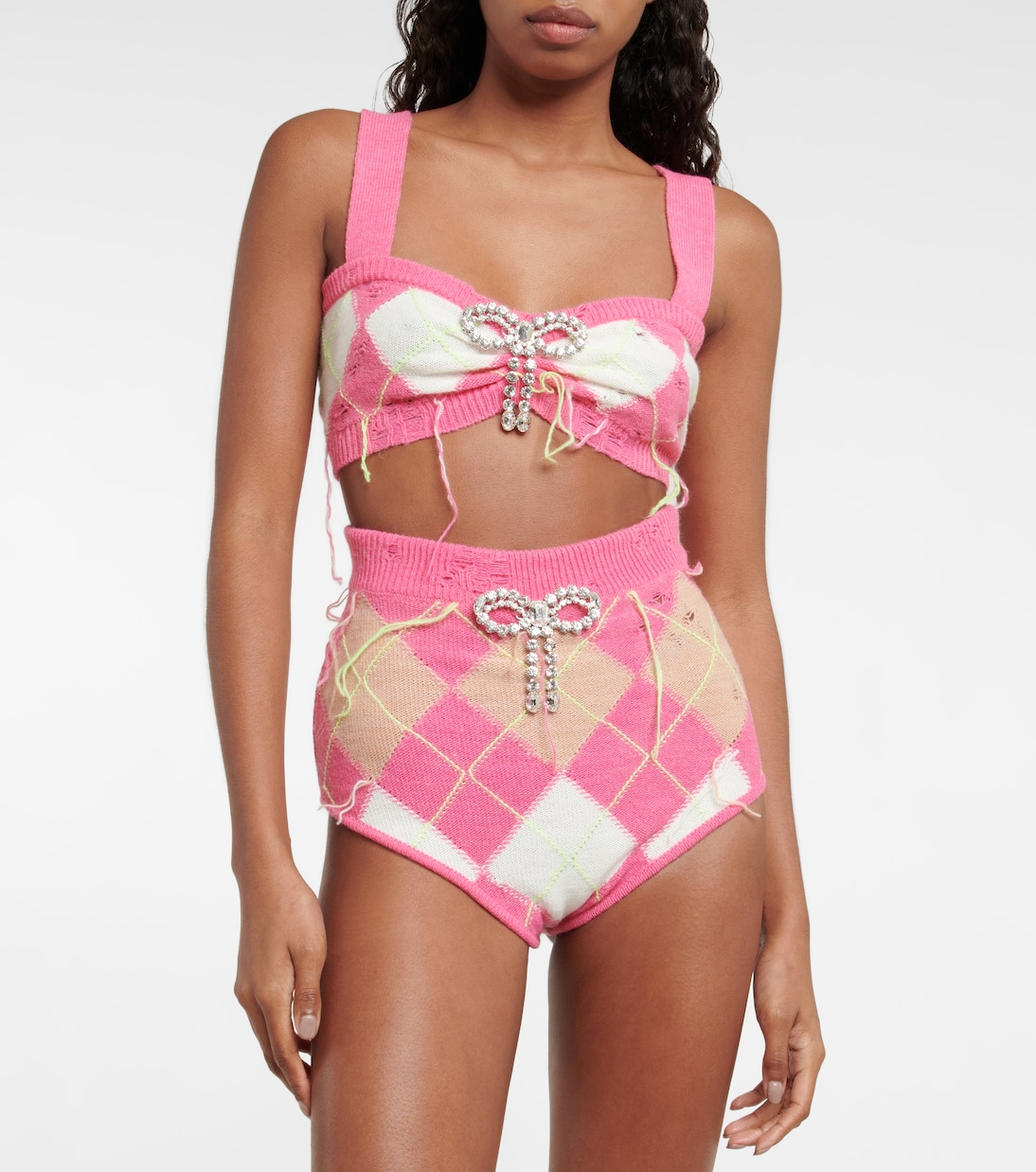 Embellished argyle crop top | Area