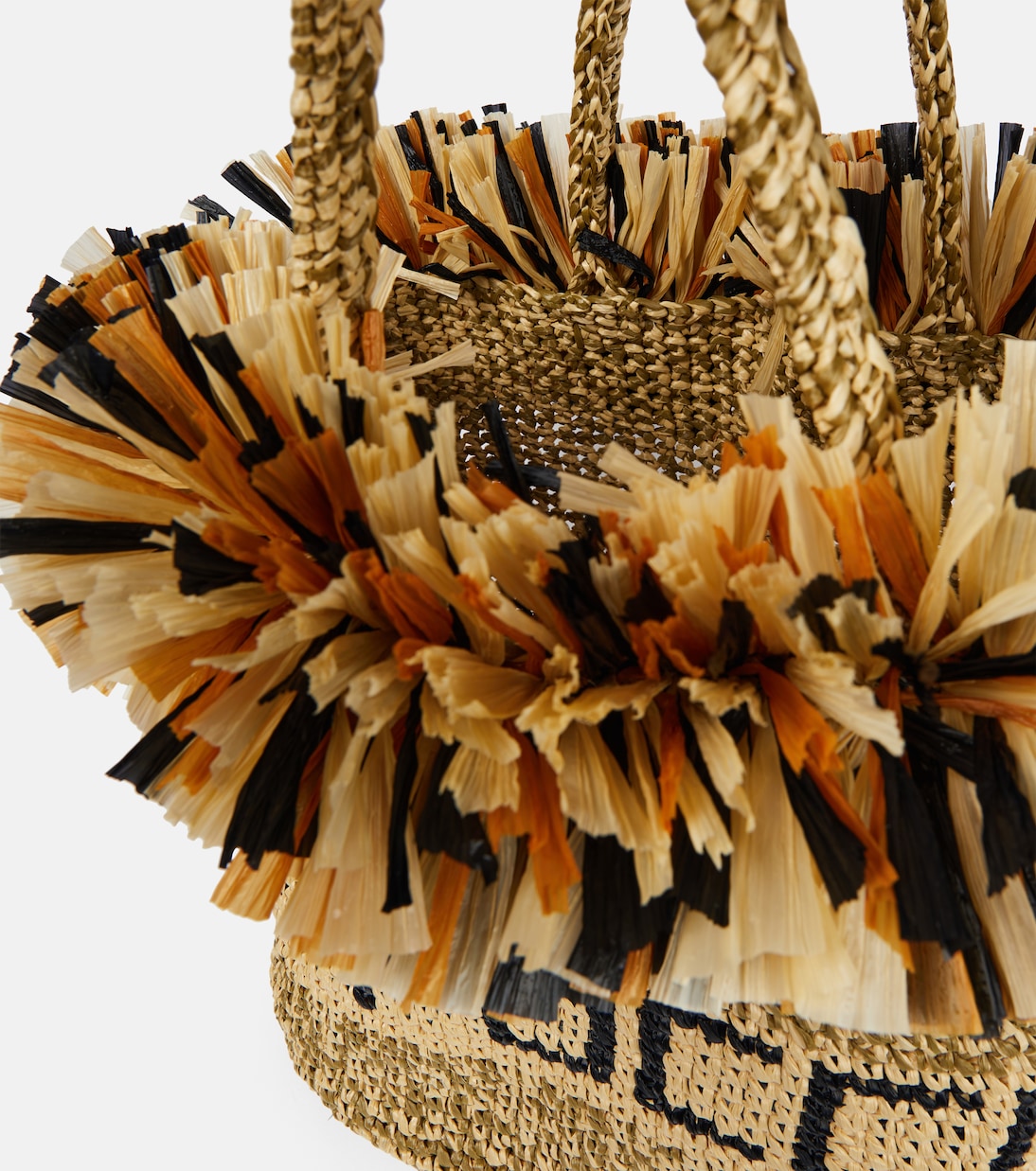 Logo fringe-trimmed raffia tote bag | Pucci