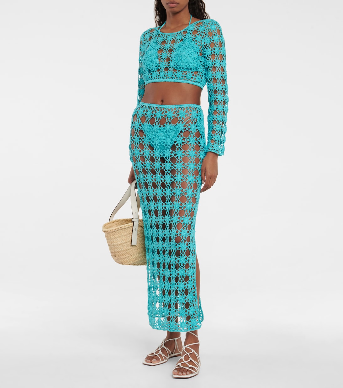 Rosette crochet cotton maxi skirt | Anna Kosturova