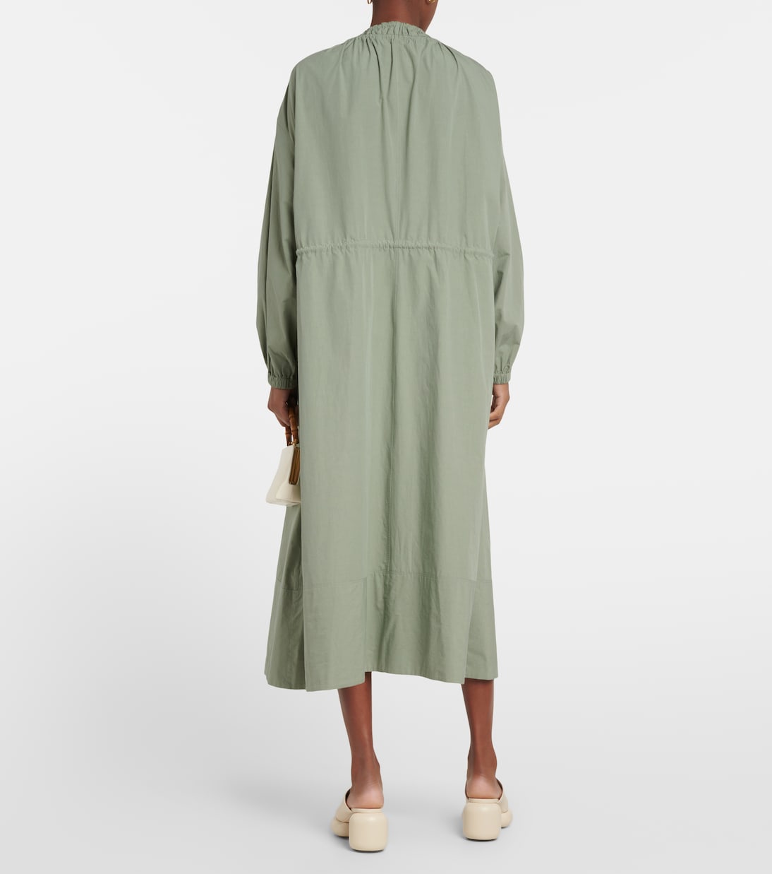 Drawstring cotton poplin midi dress | Jil Sander