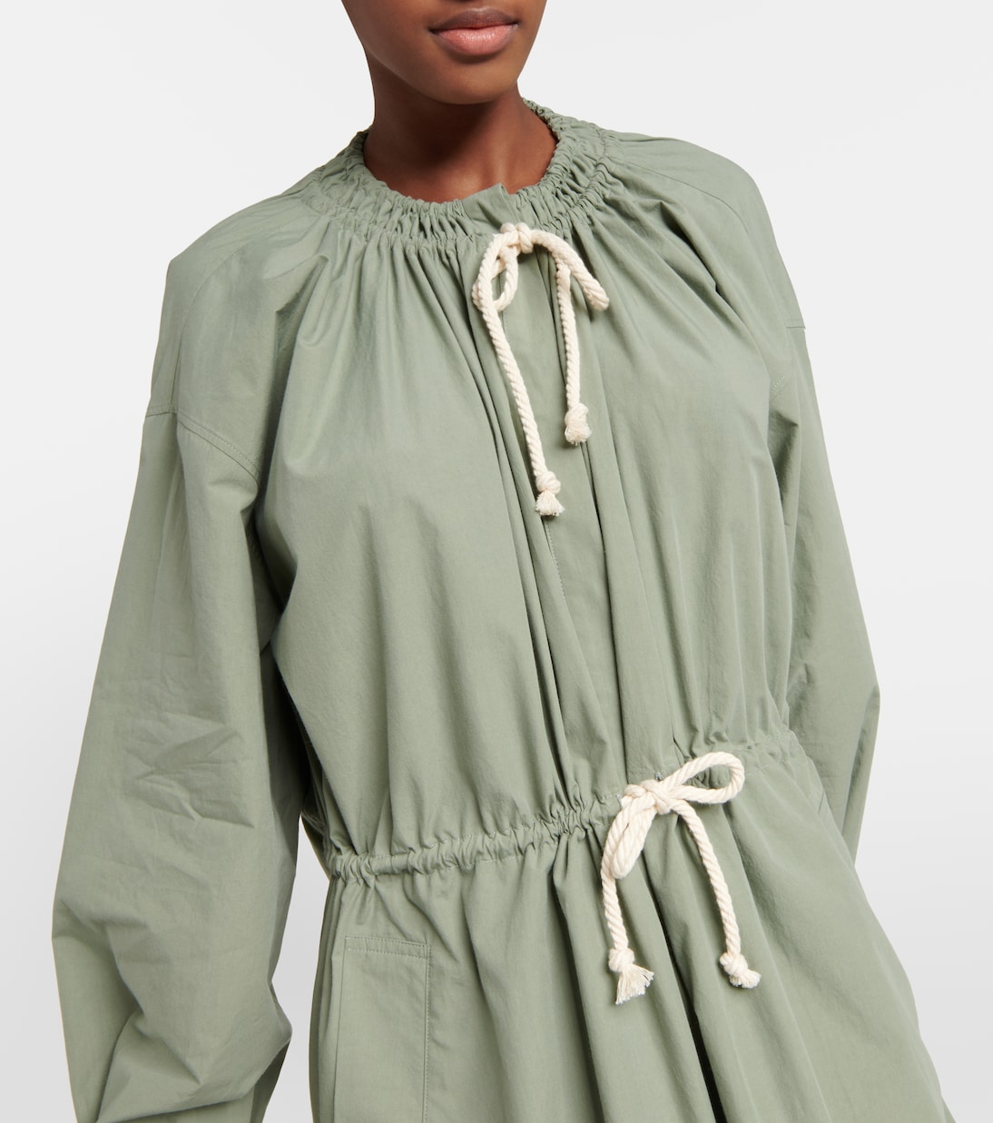 Drawstring cotton poplin midi dress | Jil Sander