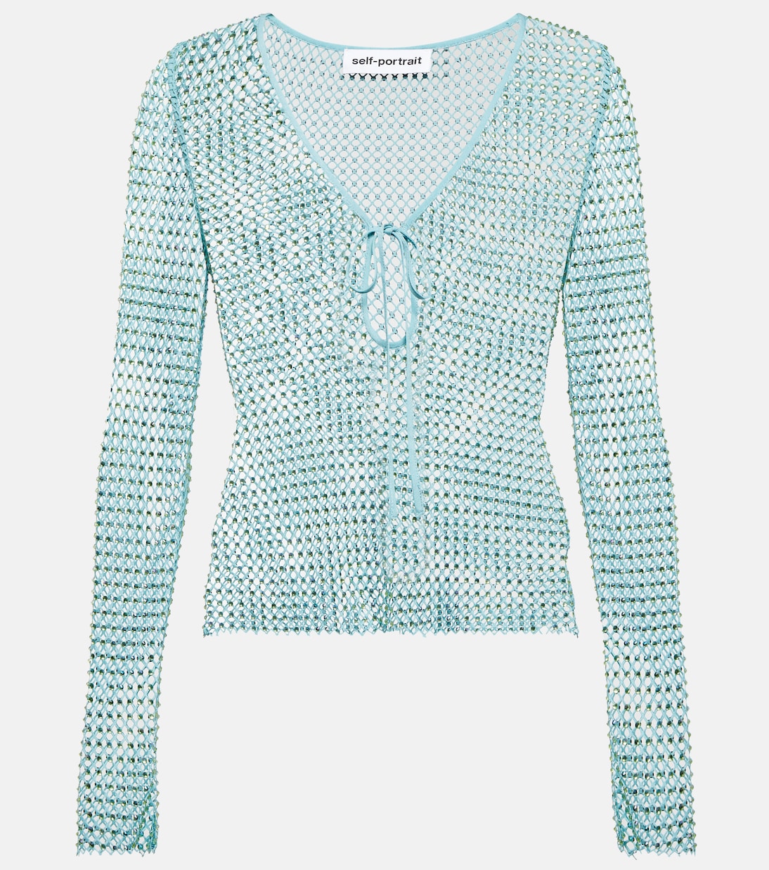 Crystal-embellished mesh top | Self-Portrait