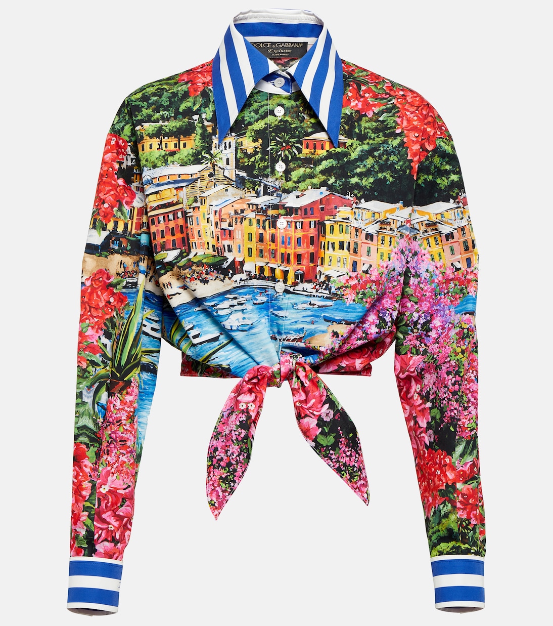 Portofino camisa en jersey de algodón estampada | Dolce&Gabbana