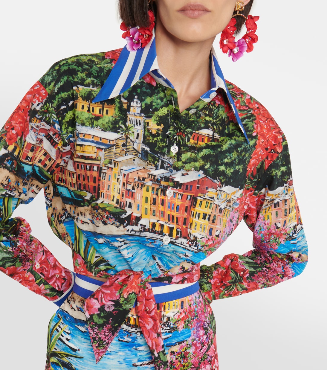 Portofino camisa en jersey de algodón estampada | Dolce&Gabbana