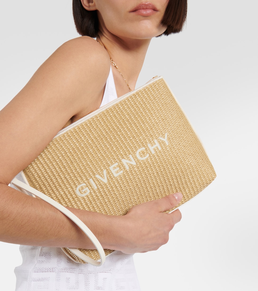 Pochette en raphia à logo | Givenchy