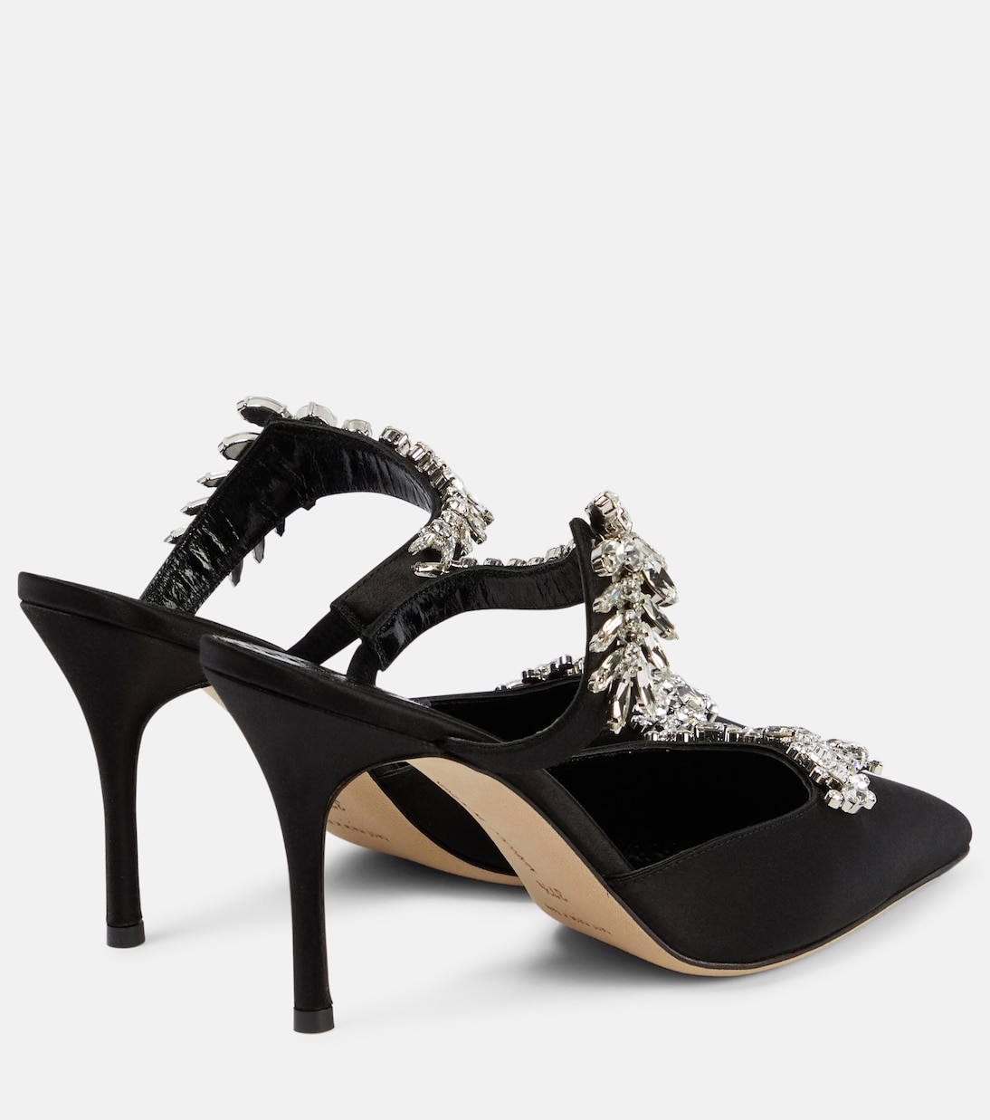 Mules Lurum 90 en satin a ornements en noir Manolo Blahnik Mytheresa