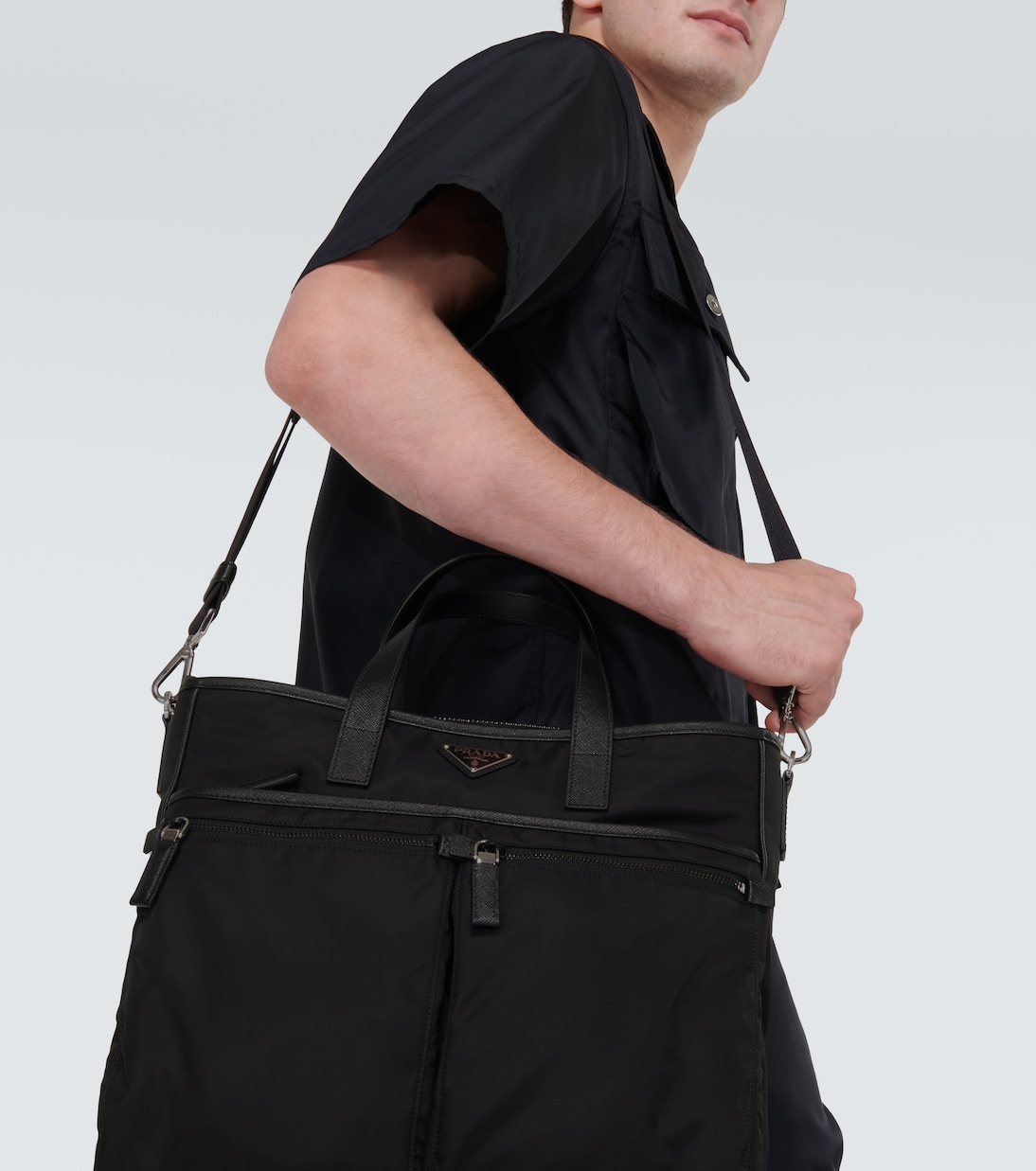 Tote aus Re-Nylon mit Leder | Prada
