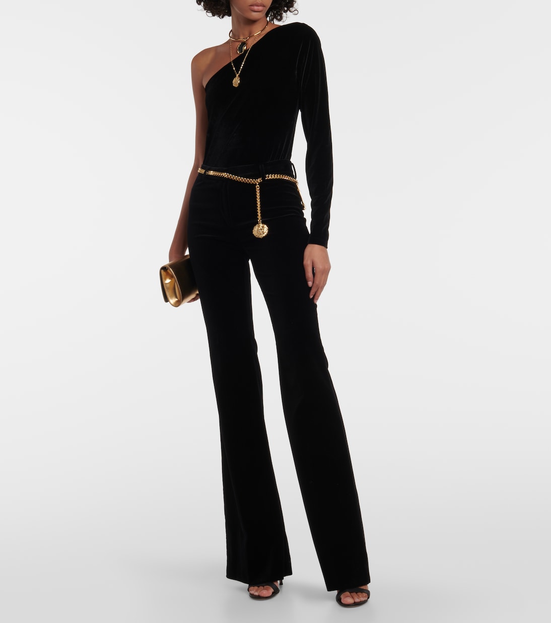 One-shoulder velvet top | Polo Ralph Lauren