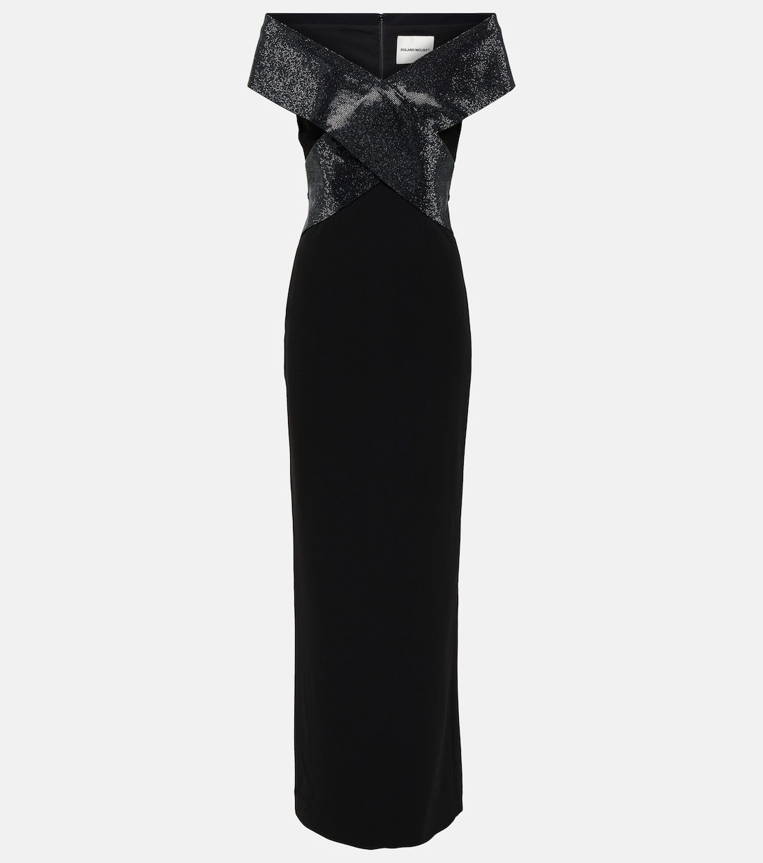 Off-Shoulder-Robe aus Cady und Samt | Roland Mouret