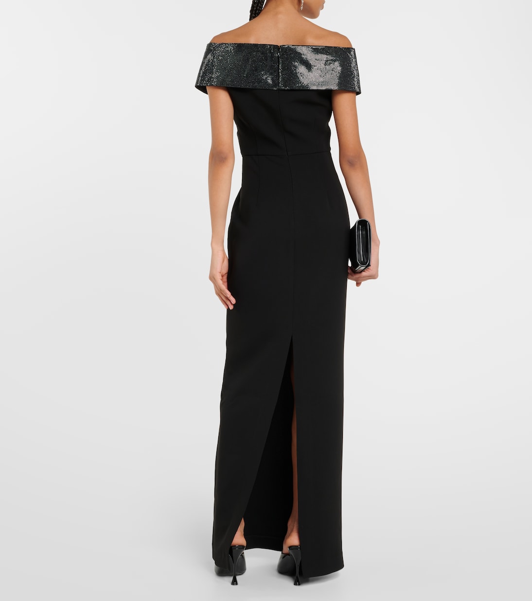 Off-Shoulder-Robe aus Cady und Samt | Roland Mouret