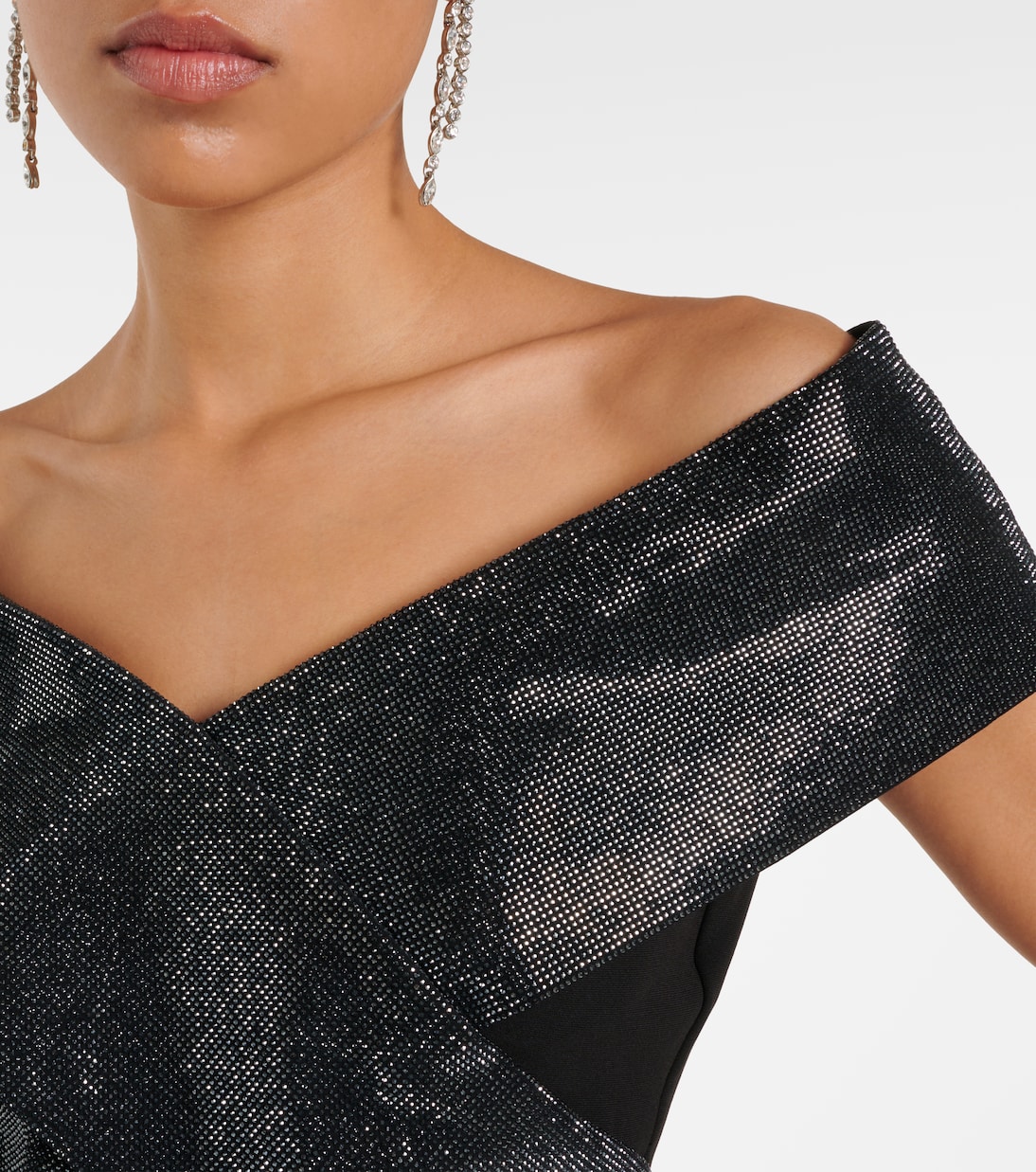 Off-Shoulder-Robe aus Cady und Samt | Roland Mouret