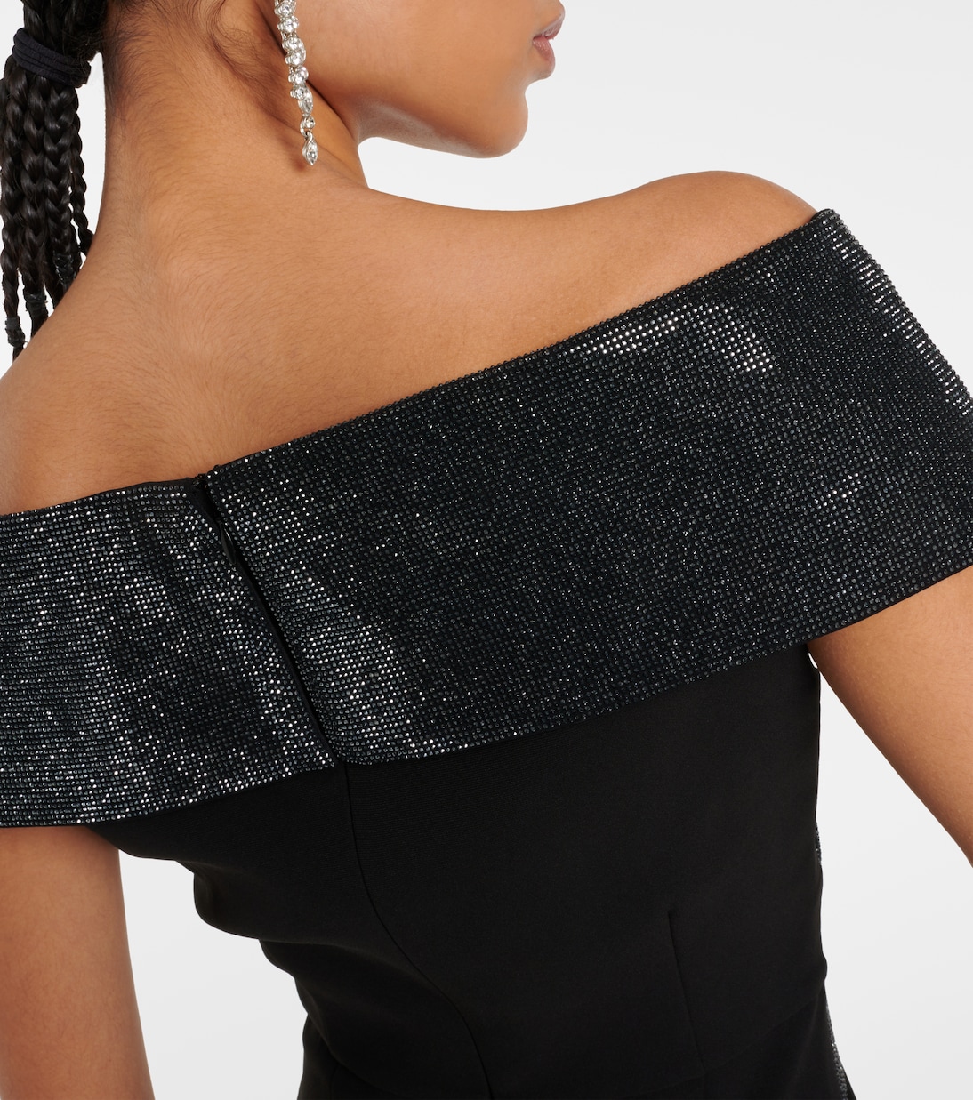 Off-Shoulder-Robe aus Cady und Samt | Roland Mouret