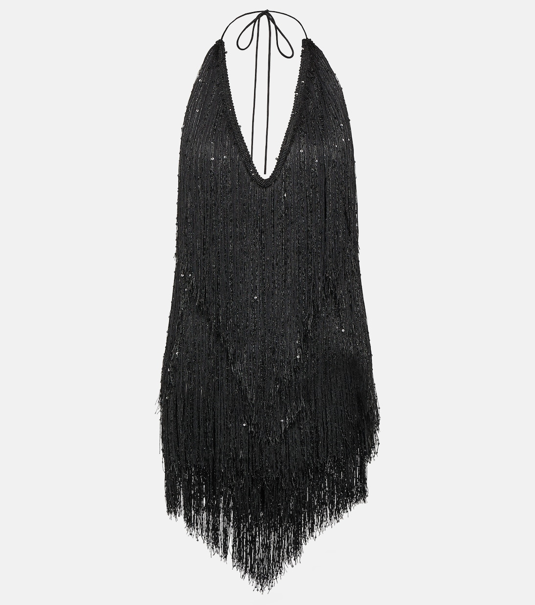 Embellished fringed halterneck minidress | Rotate
