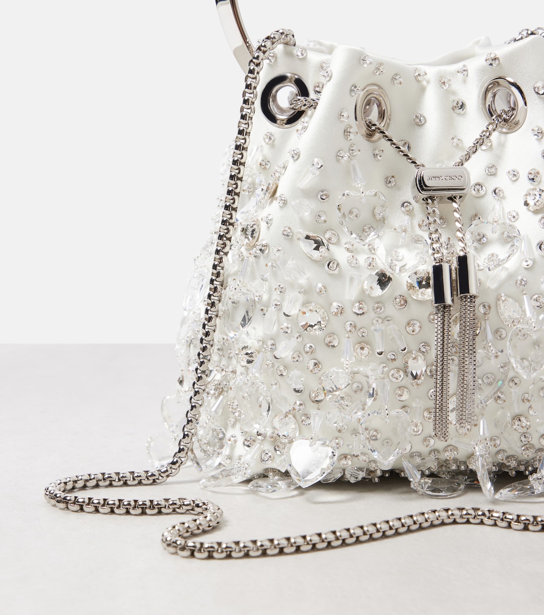 Sac Bon Bon en satin à cristaux | Jimmy Choo