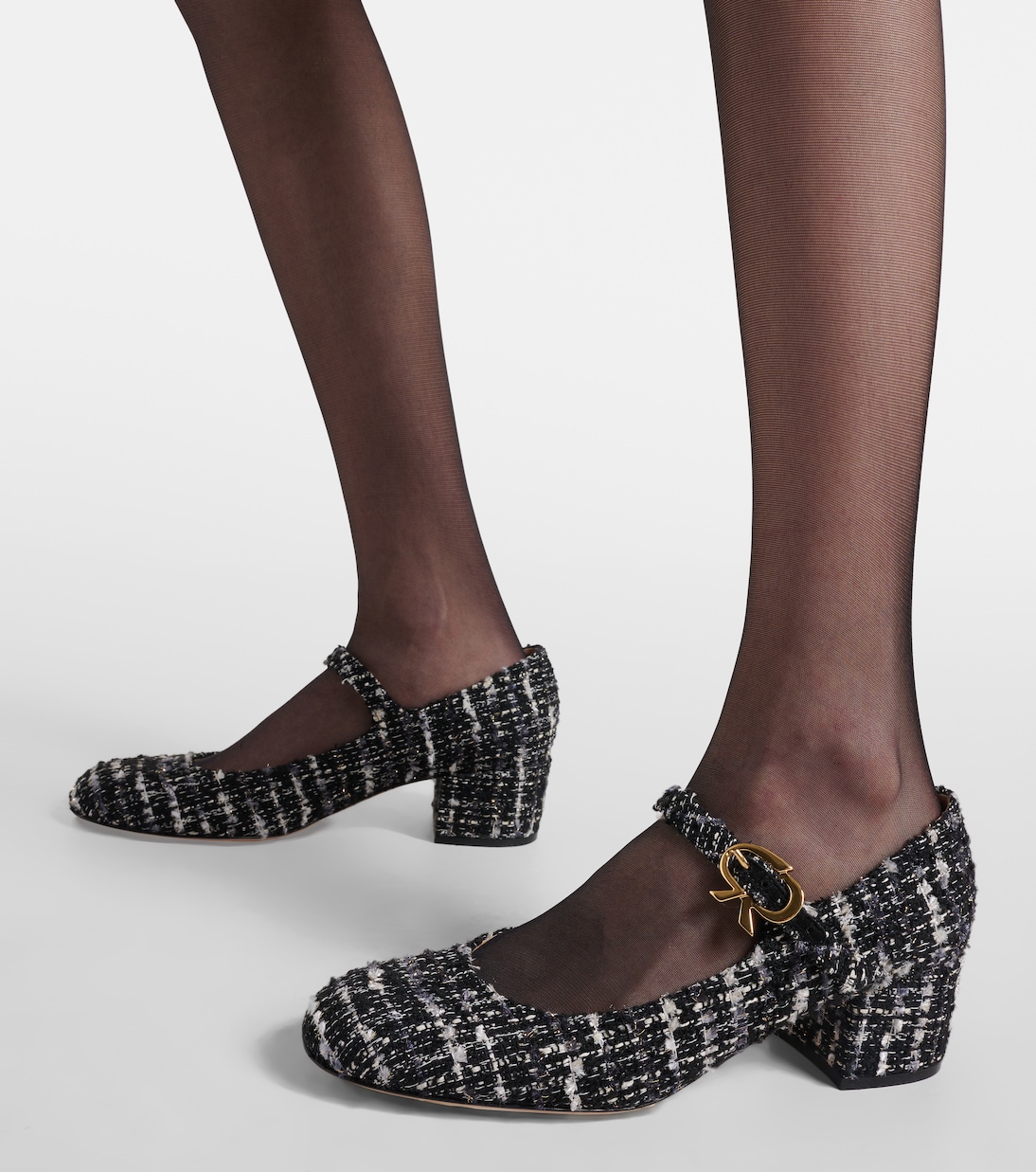 Pumps Mary Ribbon 45 in bouclé | Gianvito Rossi