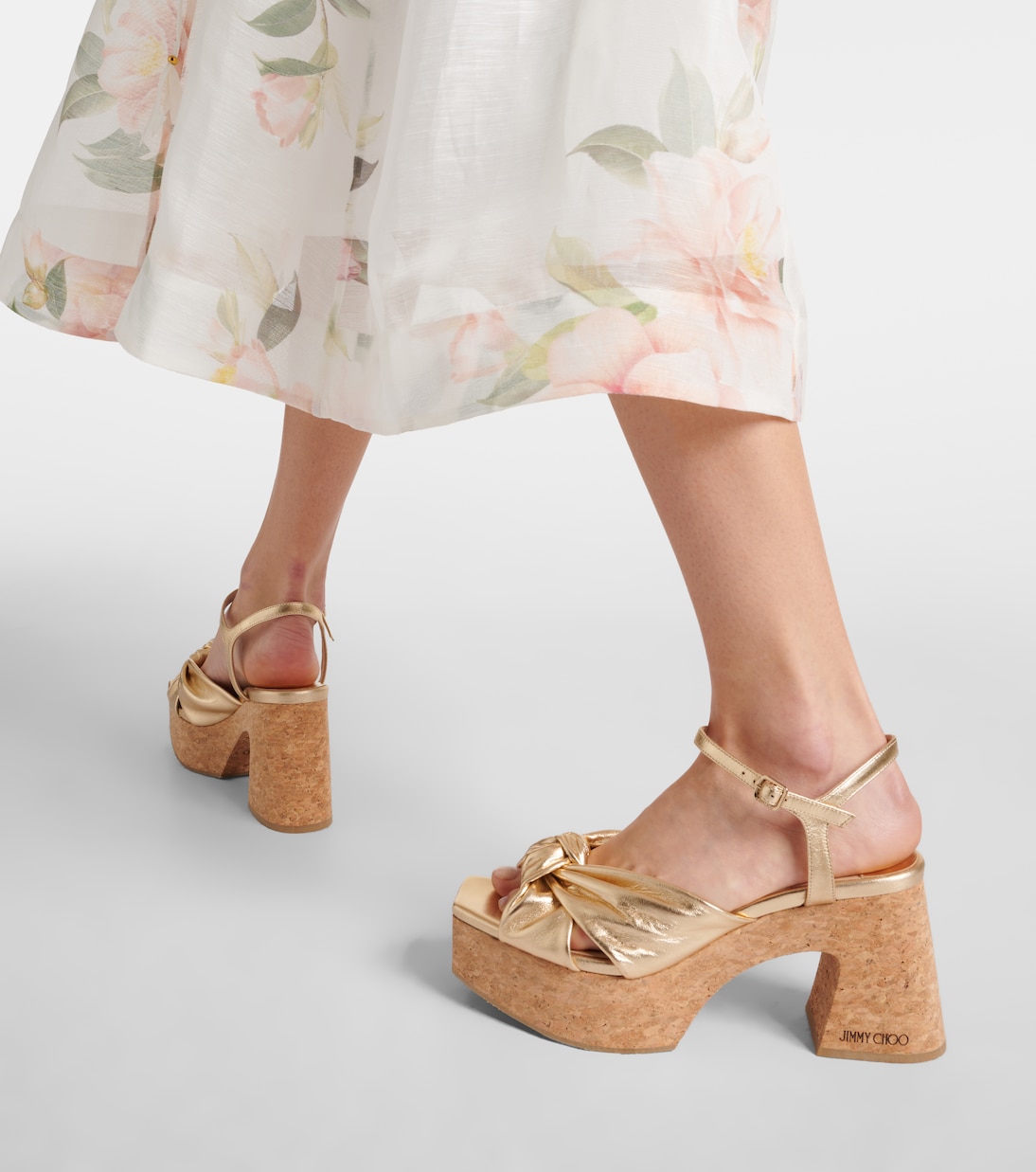 Heloise 95 metallic leather wedge sandals | Jimmy Choo