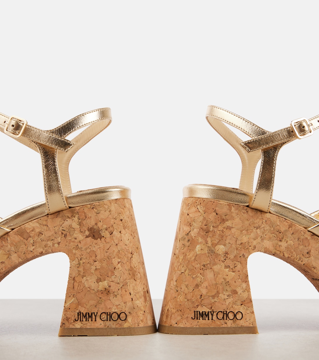 Heloise 95 metallic leather wedge sandals in gold - Jimmy