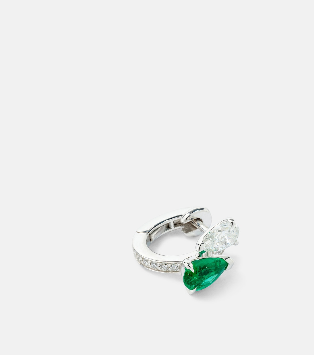 Boucle d'oreille unique Serti sur Vide en or blanc 18 ct, diamants et émeraude | Repossi