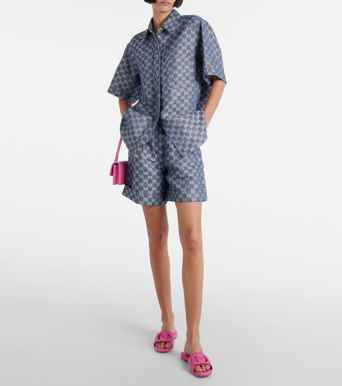 Interlocking G canvas slides in pink Gucci Mytheresa
