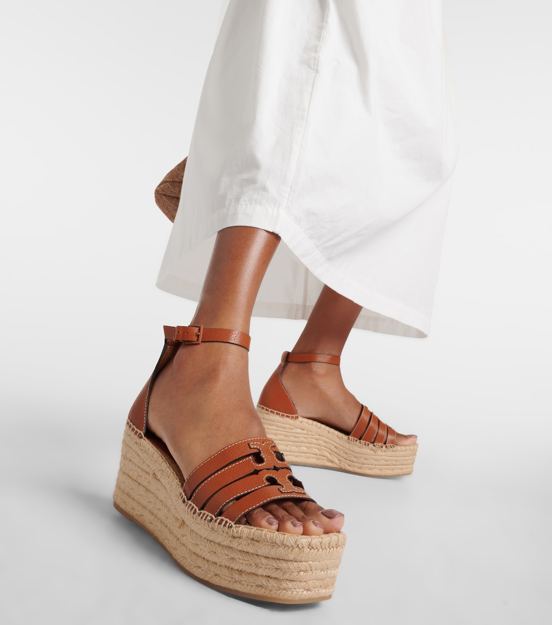 Sandali espadrillas Ines in pelle con zeppa | Tory Burch