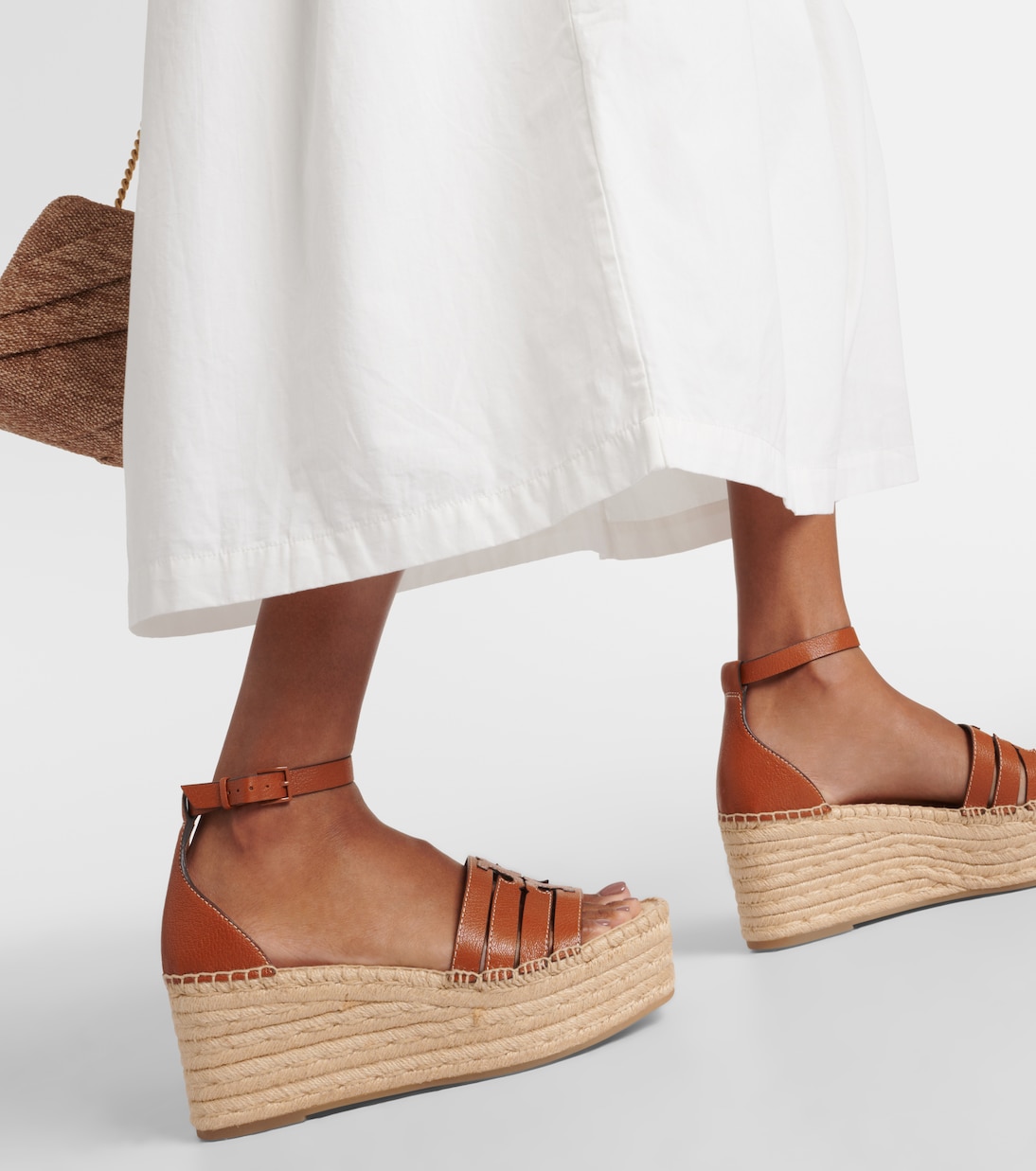 Sandali espadrillas Ines in pelle con zeppa | Tory Burch