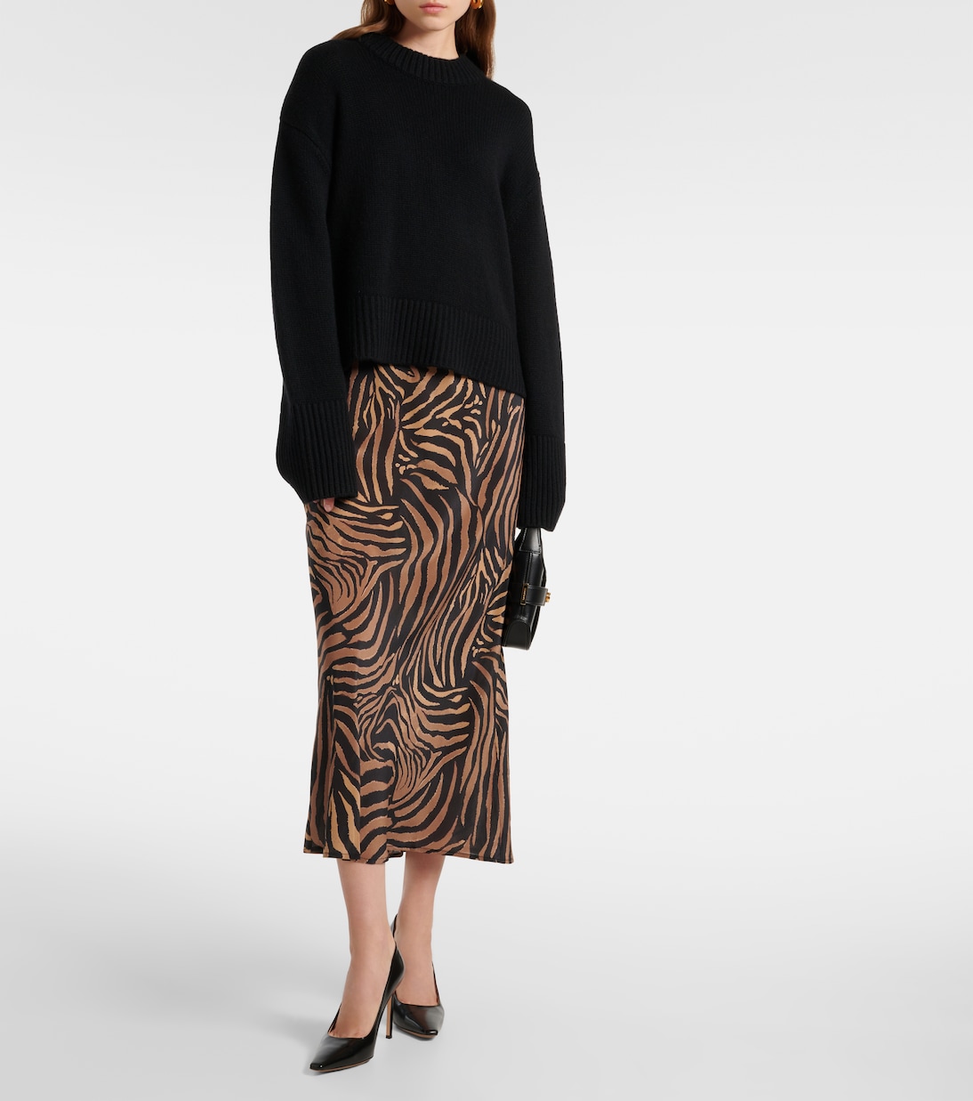 Falda midi Ardith de crepé de seda estampada | Rixo
