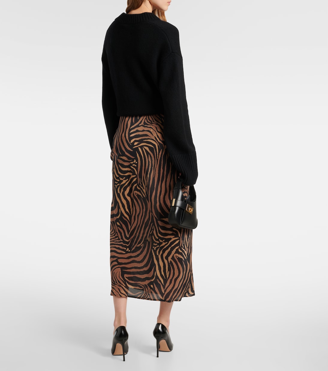 Falda midi Ardith de crepé de seda estampada | Rixo