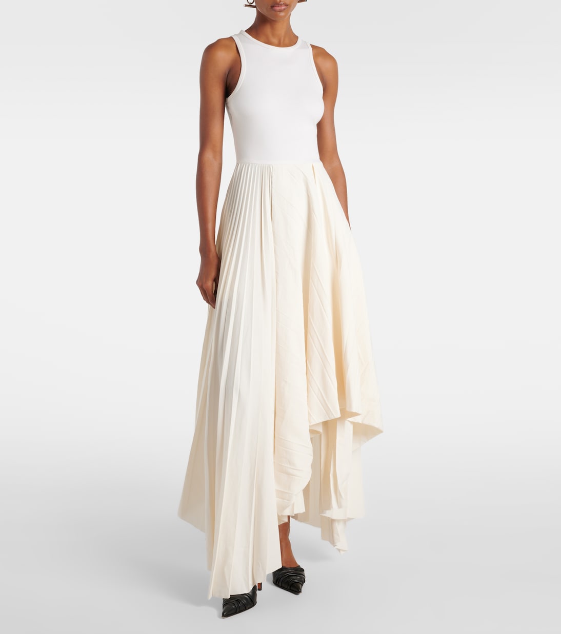 Abito midi in cotone a pieghe | McQueen