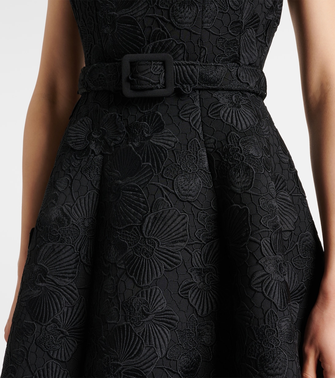 Orchid embroidered guipure lace midi dress | Oscar de la Renta