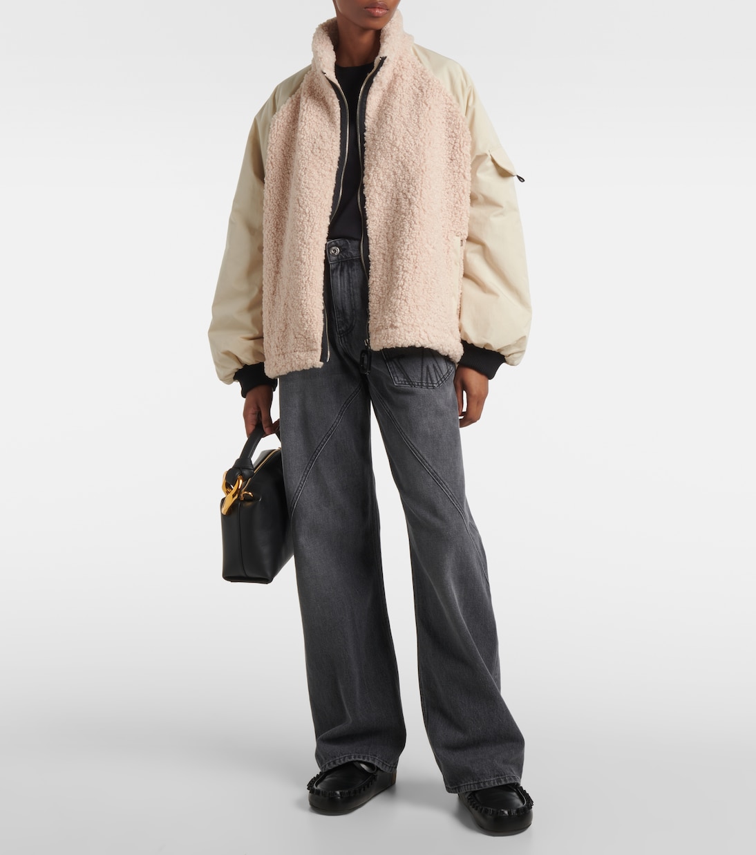 Bomber in tessuto tecnico e teddy | JW Anderson