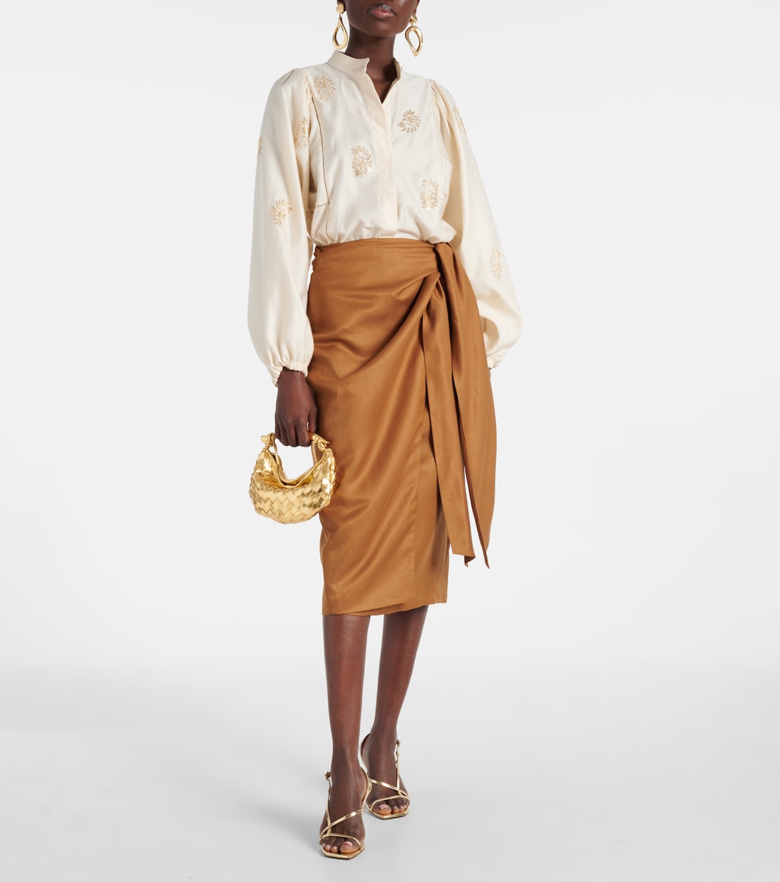 Gonna a portafoglio in lino e seta | Max Mara
