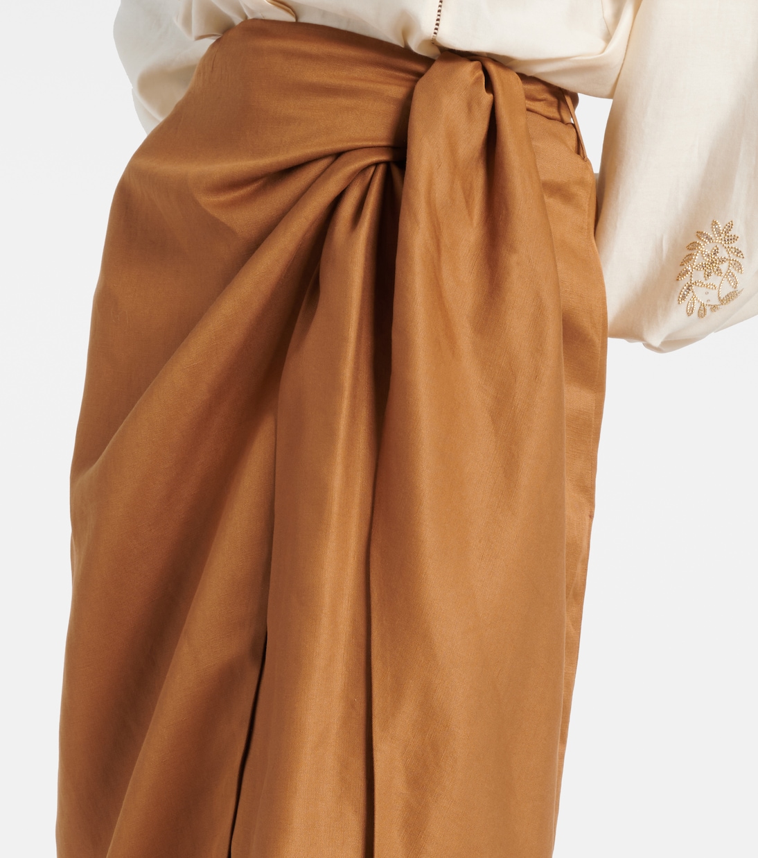 Gonna a portafoglio in lino e seta | Max Mara