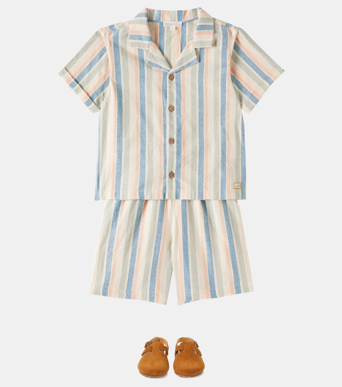 Short Obiki rayé en coton et lin | Louise Misha