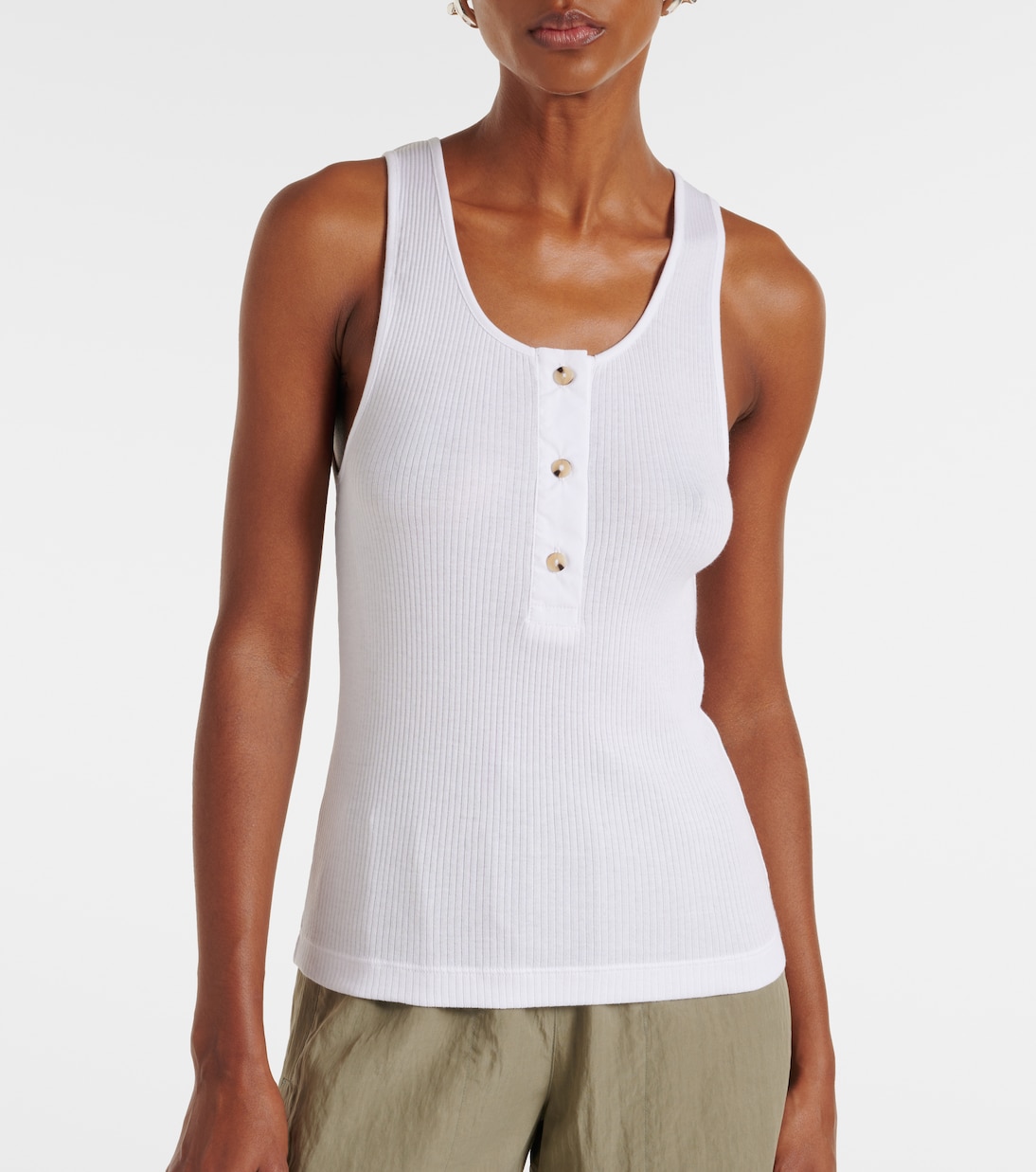Mixed Media cotton tank top | Vince