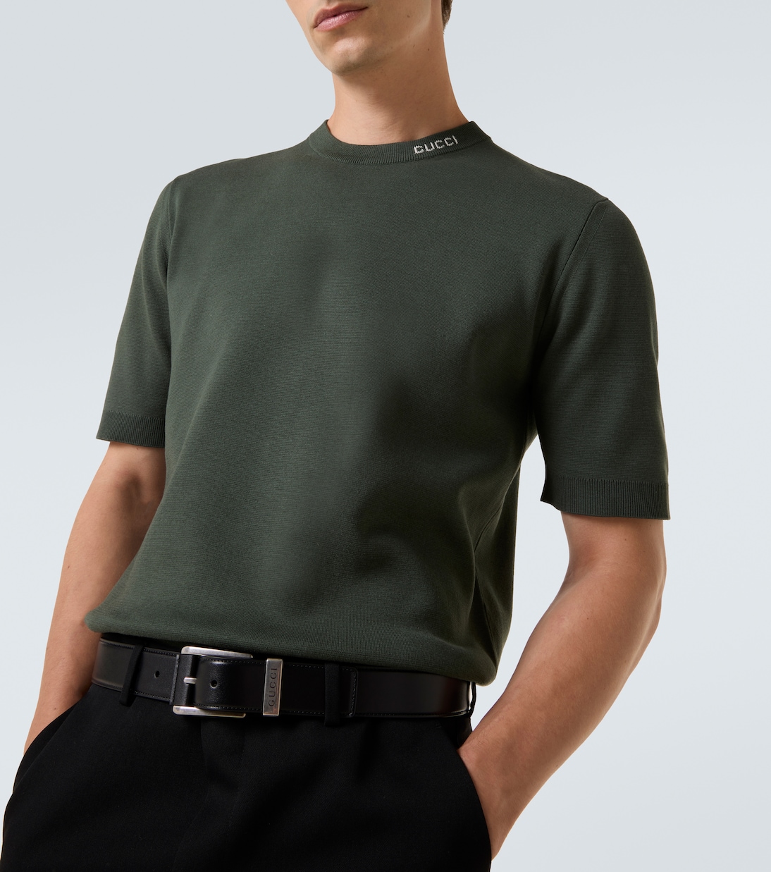 Camiseta de seda y algodón con logo | Gucci