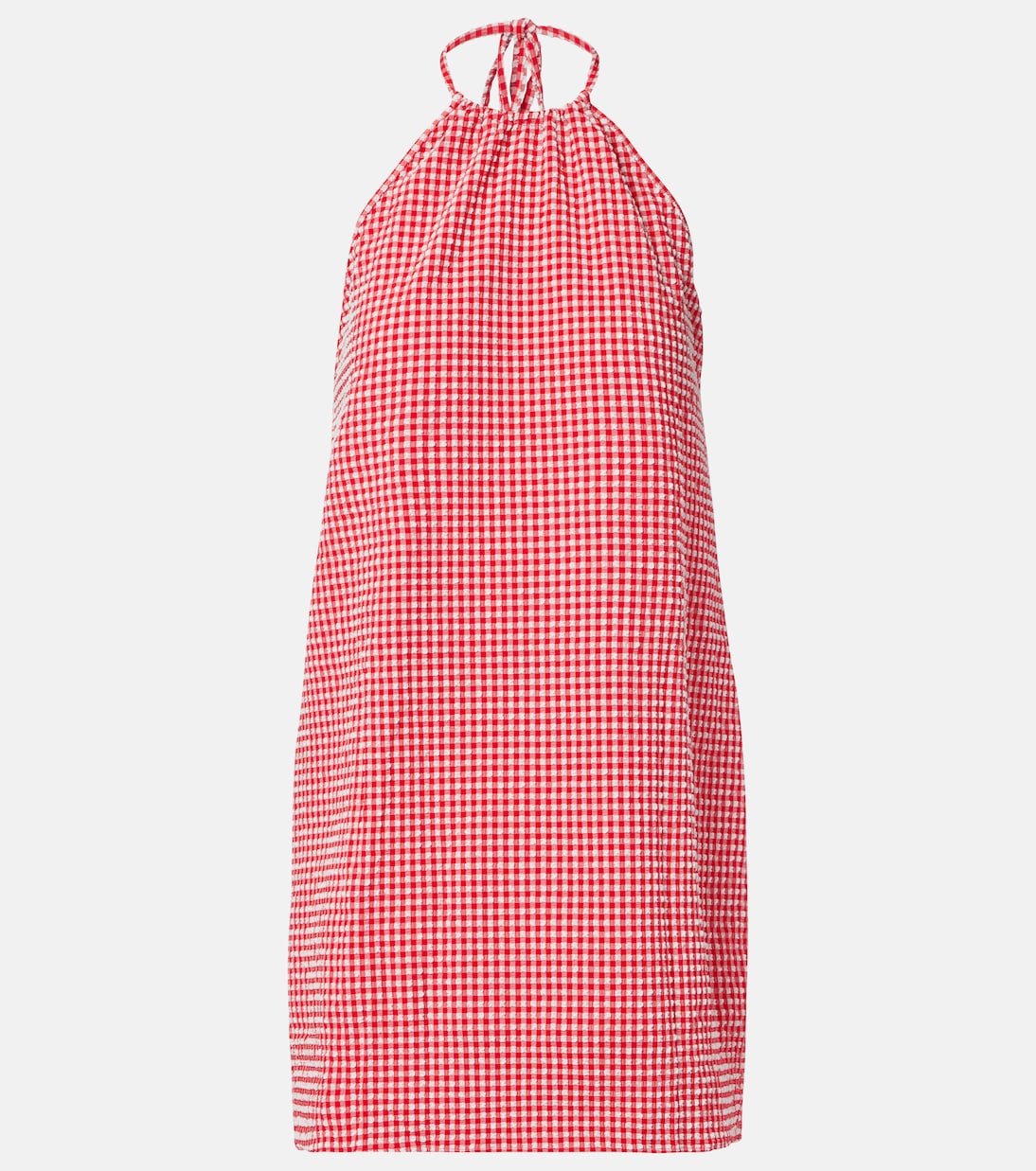 Vestido corto de sirsaca con cuello halter | Hunza G