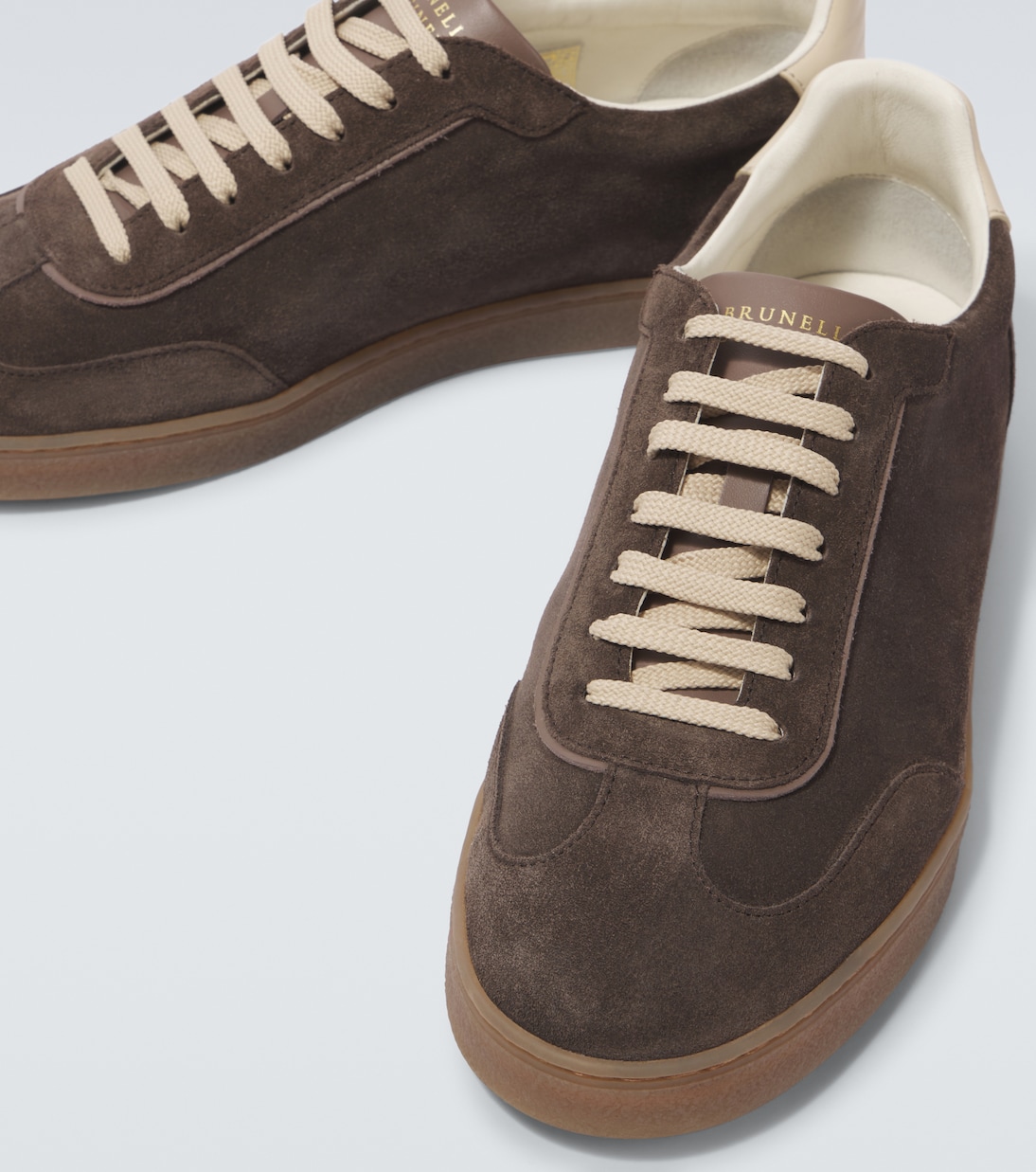 Leather-trimmed suede sneakers | Brunello Cucinelli