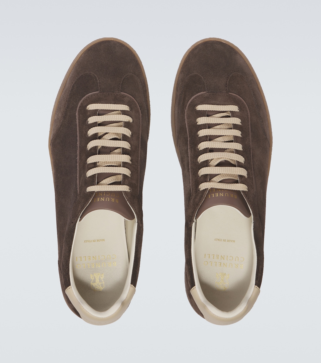 Leather-trimmed suede sneakers | Brunello Cucinelli