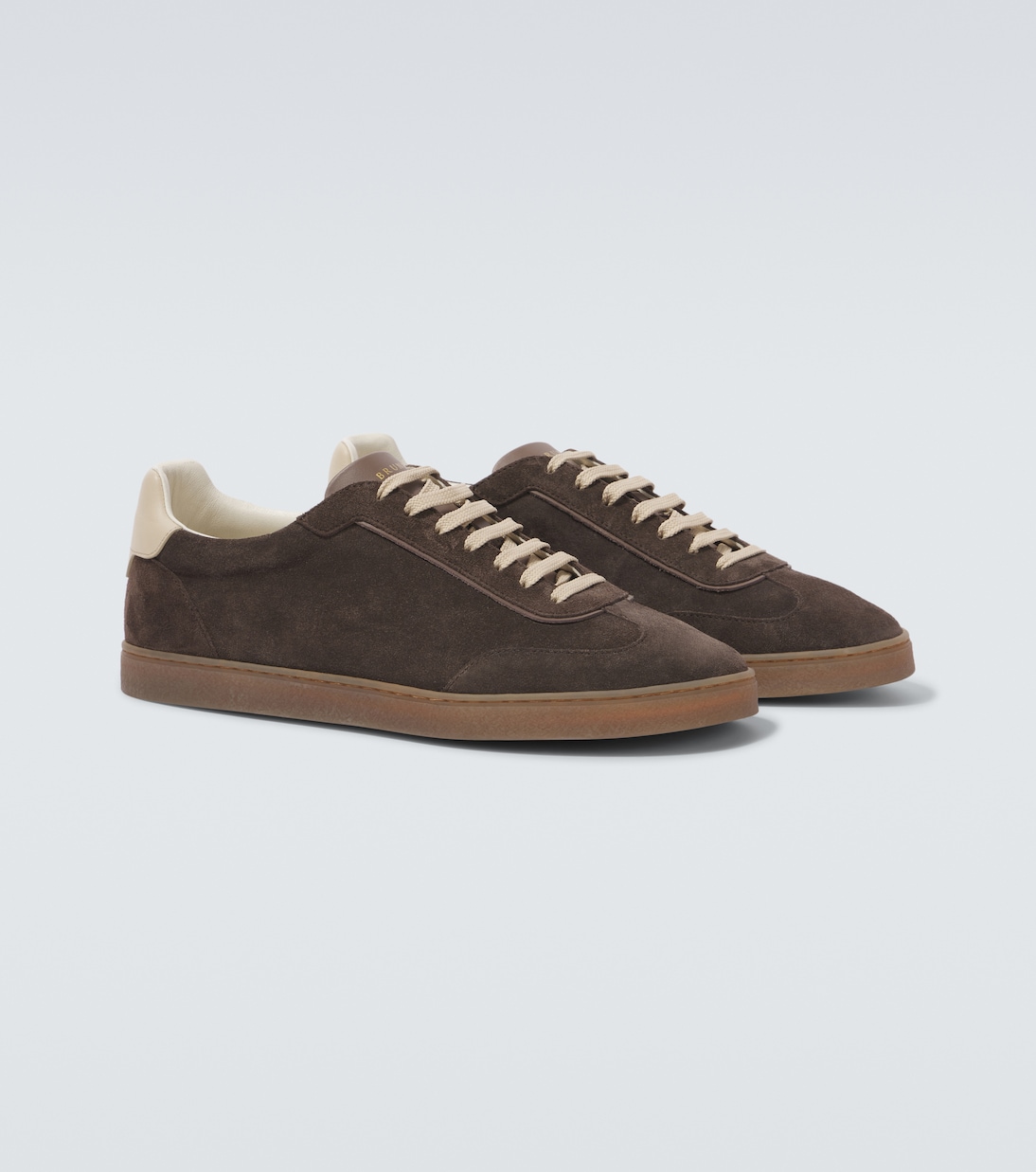 Leather-trimmed suede sneakers | Brunello Cucinelli
