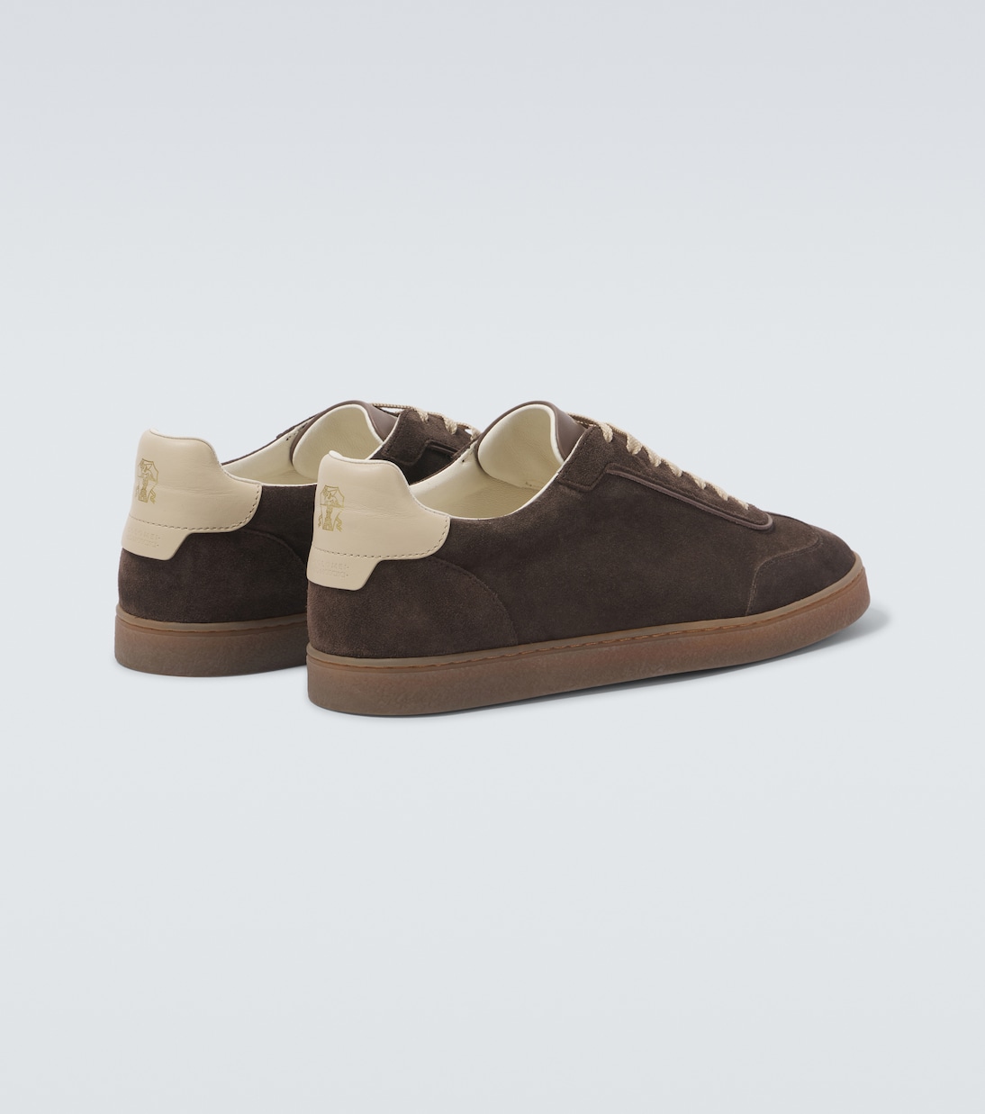 Leather-trimmed suede sneakers | Brunello Cucinelli