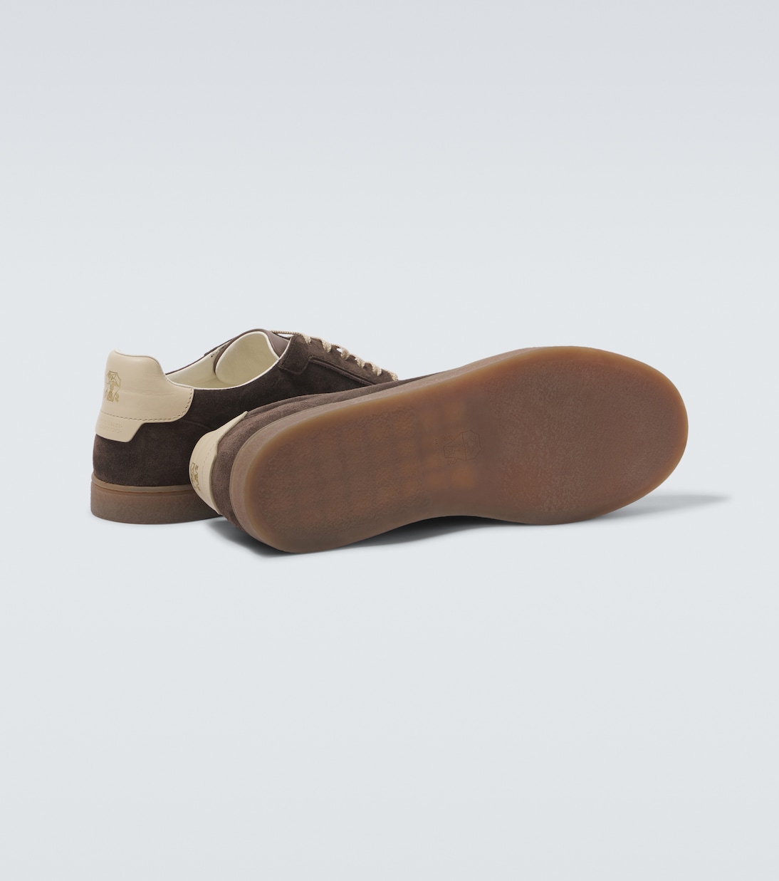 Leather-trimmed suede sneakers | Brunello Cucinelli